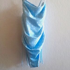 Medium blue Wild fable swimsuit with white polka dots sizing (8-10)